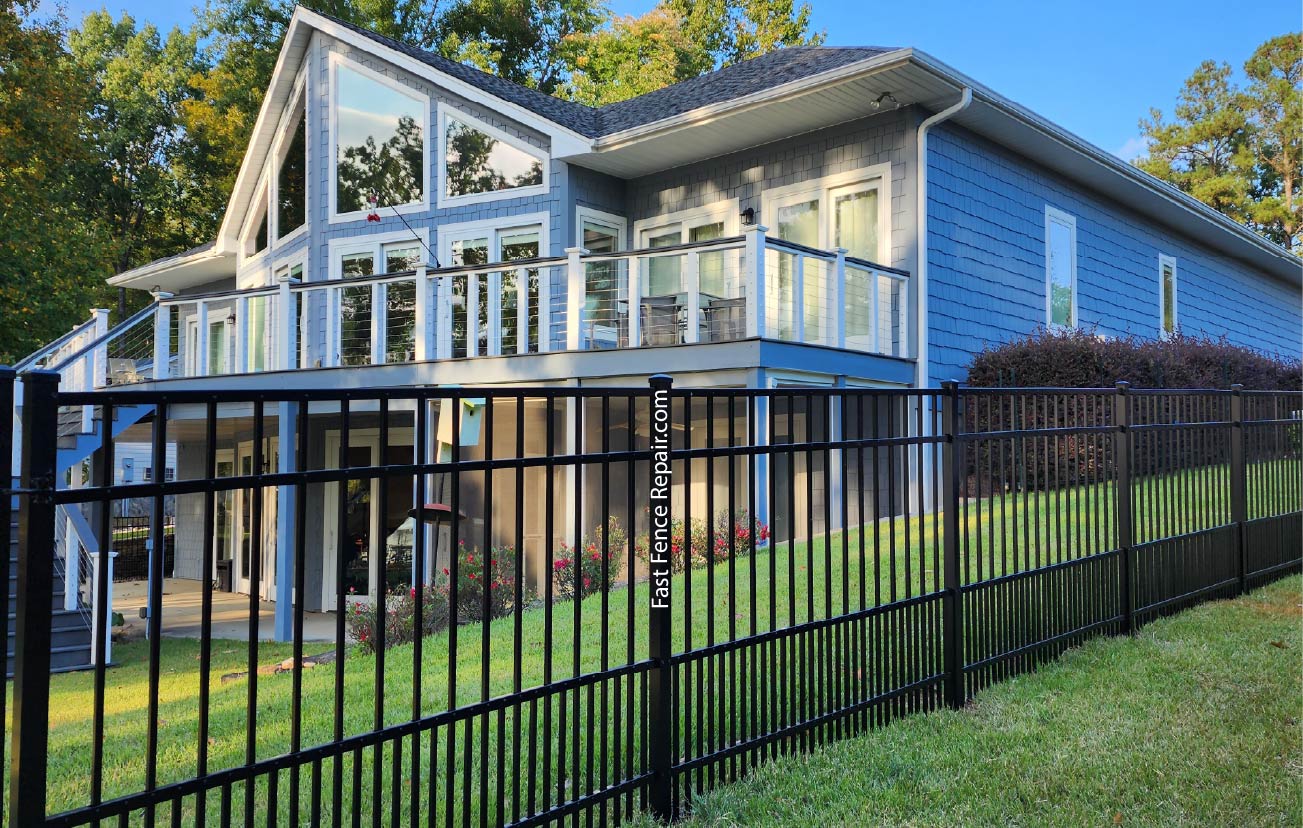 New Black Aluminum Fence installation on Lake Murray SC