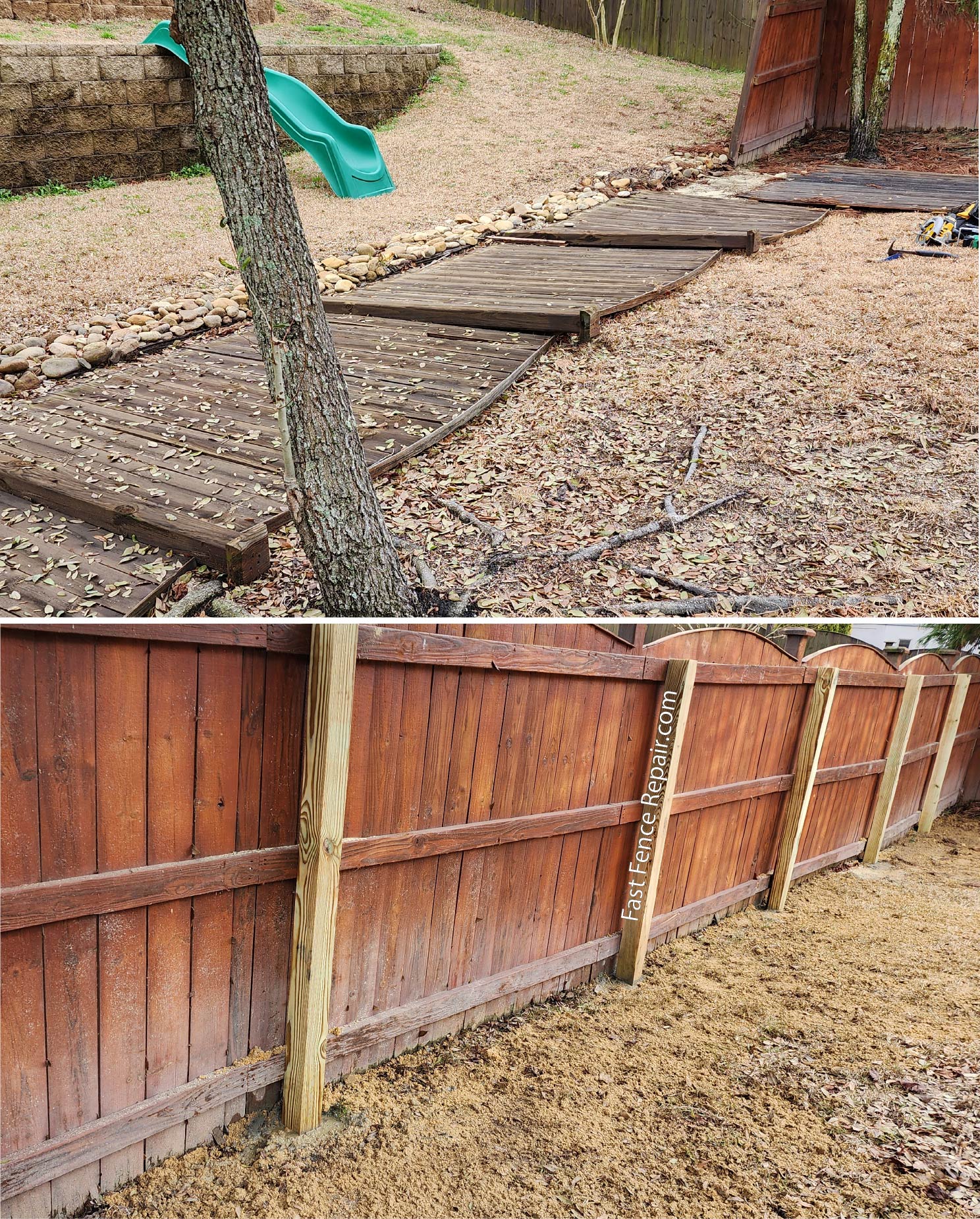 fallen wood fence repair Lexington SC